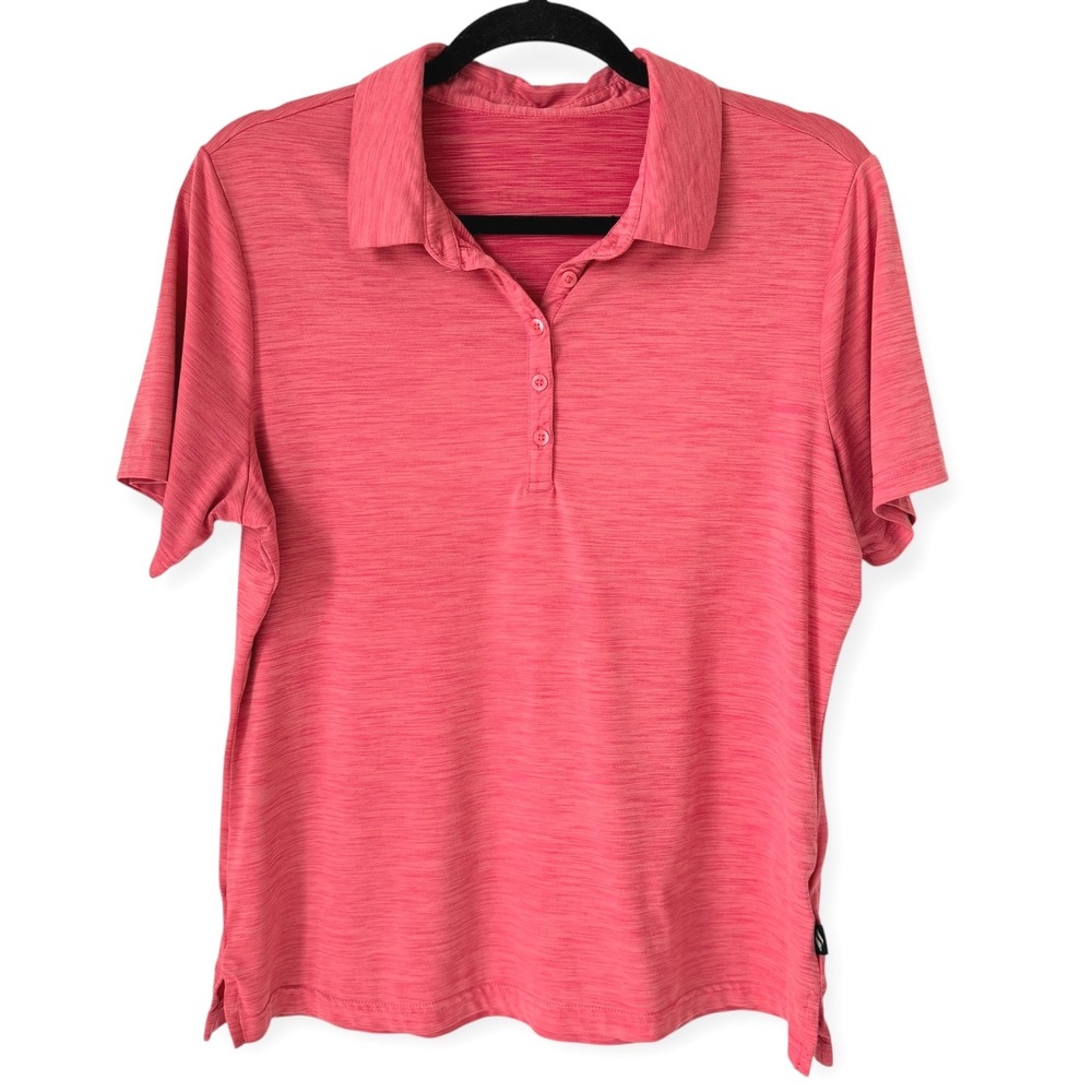 Skechers Polo Golf Shirt Womens Large Coral Space Dye Activewear Stretch Tennis